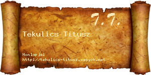 Tekulics Titusz névjegykártya